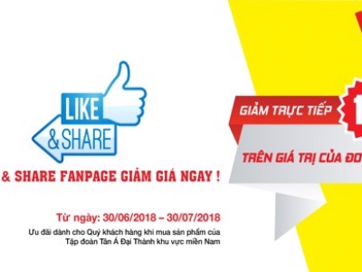 LIKE & SHARE FANPAGE GIẢM GIÁ NGAY!