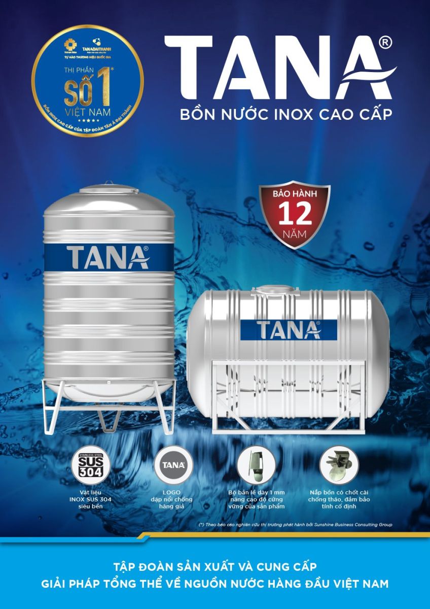 Đại lý phân phối bồn nước inox Tân Á