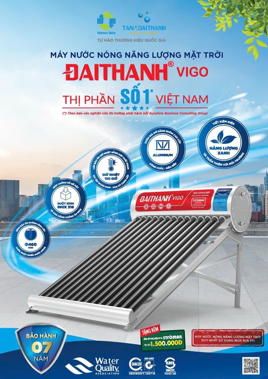 Dòng NLMT Đại Thành CLASSIC - SUS 304 : 5 năm. - Dòng NLMT Đại Thành VIGO - SUS 316 : 7 năm